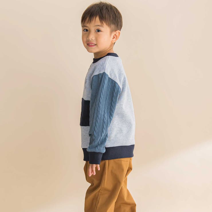 飛び裏毛ｘケーブルJQニットブロック切り替えトレーナー | Noeil aime BeBe | 詳細画像5 