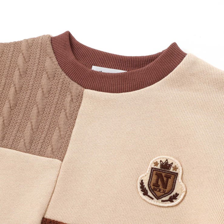 飛び裏毛ｘケーブルJQニットブロック切り替えトレーナー | Noeil aime BeBe | 詳細画像9 