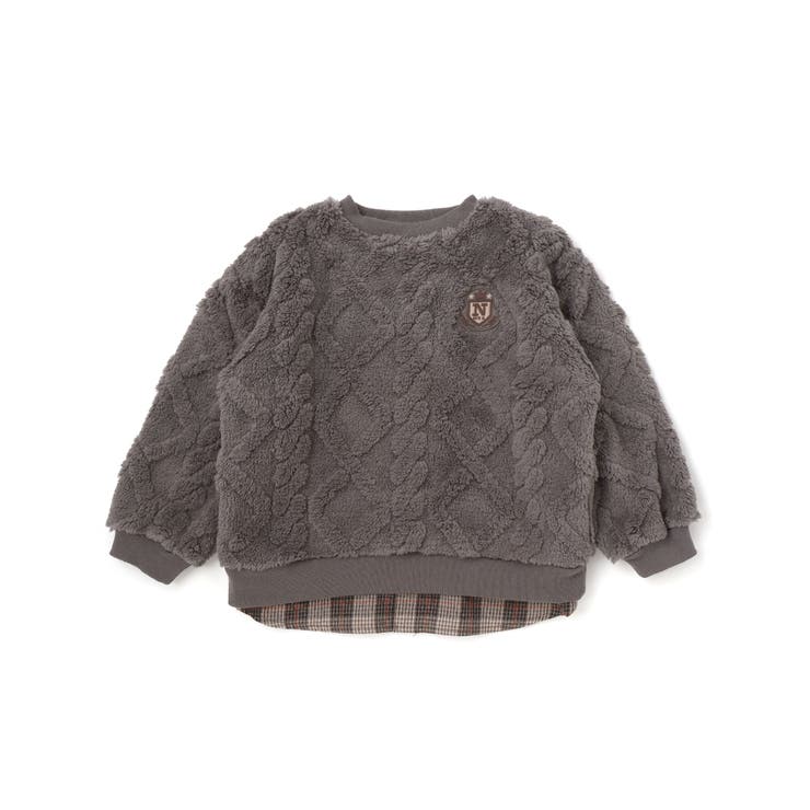 【お揃い】ケーブルボアｘタータンチェックトレーナー(80~130cm) | Noeil aime BeBe | 詳細画像12 