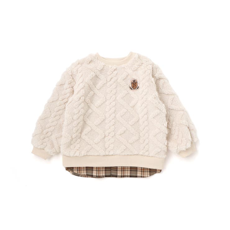 【お揃い】ケーブルボアｘタータンチェックトレーナー(80~130cm) | Noeil aime BeBe | 詳細画像14 