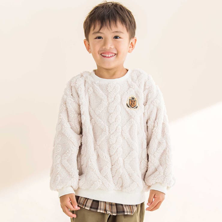 【お揃い】ケーブルボアｘタータンチェックトレーナー(80~130cm) | Noeil aime BeBe | 詳細画像5 