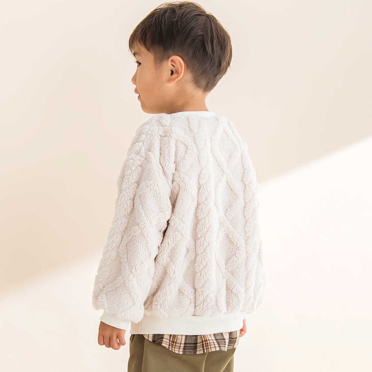 【お揃い】ケーブルボアｘタータンチェックトレーナー(80~130cm) | Noeil aime BeBe | 詳細画像6 