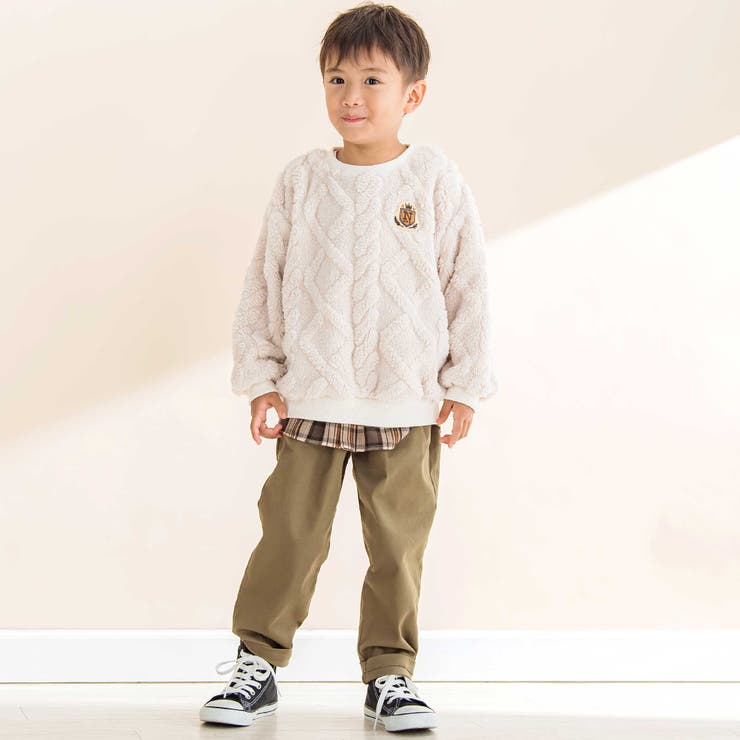 【お揃い】ケーブルボアｘタータンチェックトレーナー(80~130cm) | Noeil aime BeBe | 詳細画像7 