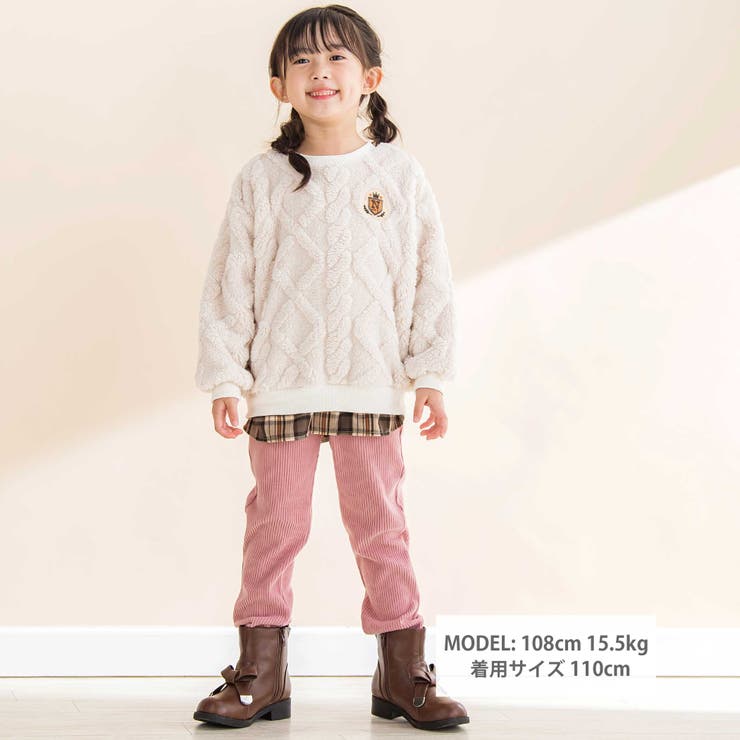 【お揃い】ケーブルボアｘタータンチェックトレーナー(80~130cm) | Noeil aime BeBe | 詳細画像8 