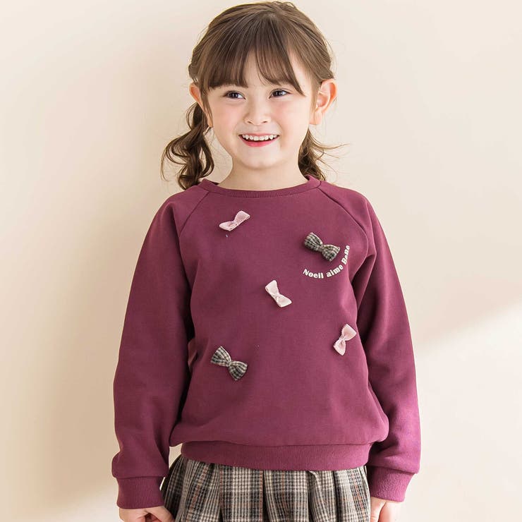 裏毛起毛リボン付きトレーナー(80~130cm) | Noeil aime BeBe | 詳細画像1 