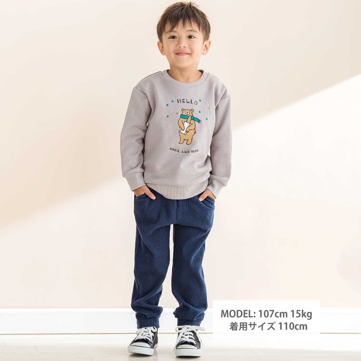 裏毛起毛クマプリントトレーナー(80~130cm) | Noeil aime BeBe | 詳細画像2 