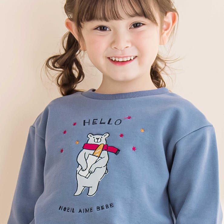 裏毛起毛クマプリントトレーナー(80~130cm) | Noeil aime BeBe | 詳細画像5 