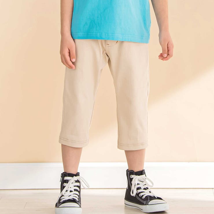 ベージュ | 6分丈デニムニットパンツ(80~130cm) | Noeil aime BeBe