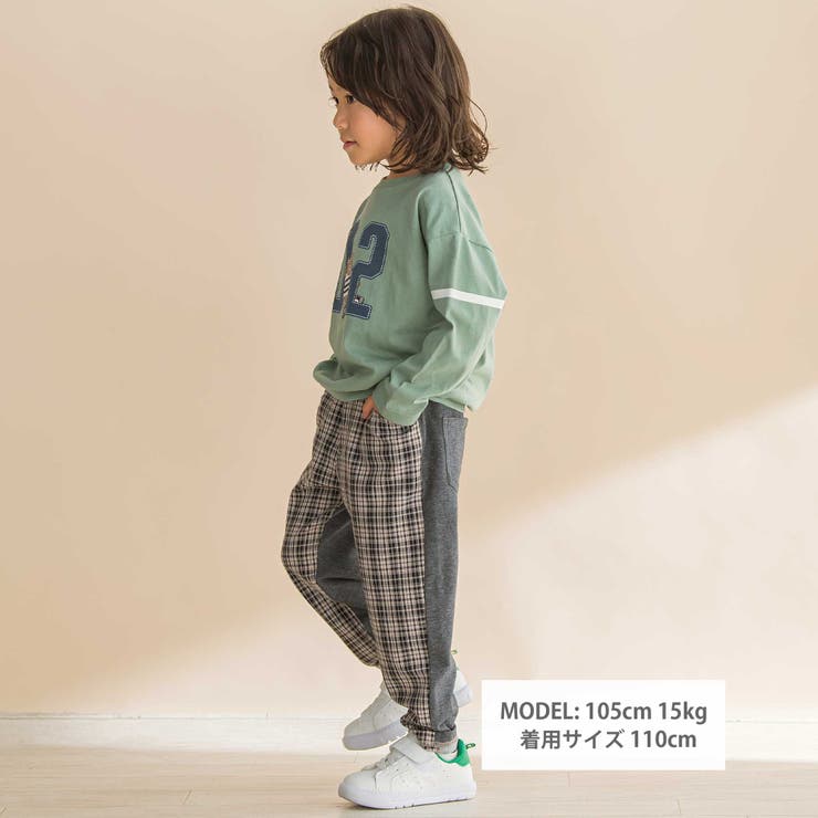 タータンチェックｘインレイ切り替えパンツ(80~130cm) | Noeil aime BeBe | 詳細画像2 