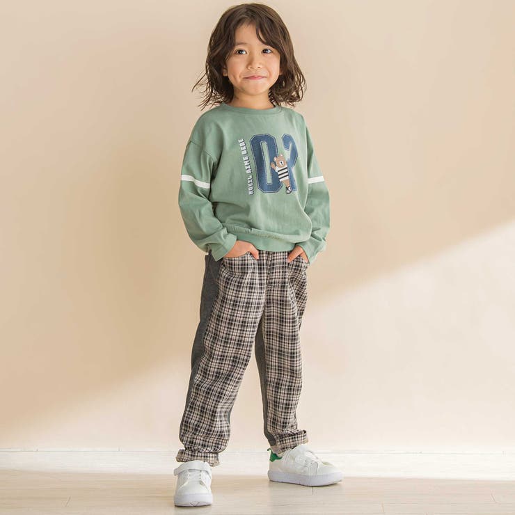 タータンチェックｘインレイ切り替えパンツ(80~130cm) | Noeil aime BeBe | 詳細画像3 