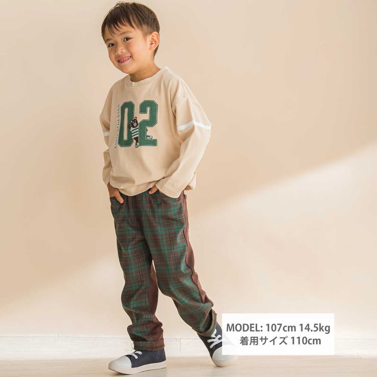 タータンチェックｘインレイ切り替えパンツ(80~130cm) | Noeil aime BeBe | 詳細画像5 