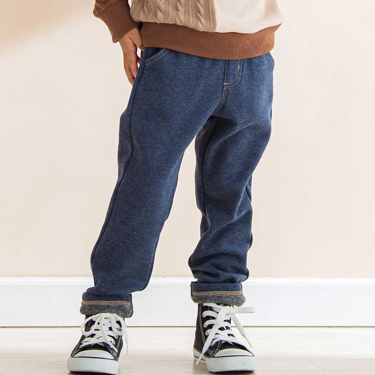 ネイビー | デニム風裏起毛スリムパンツ(80~130cm) | Noeil aime BeBe