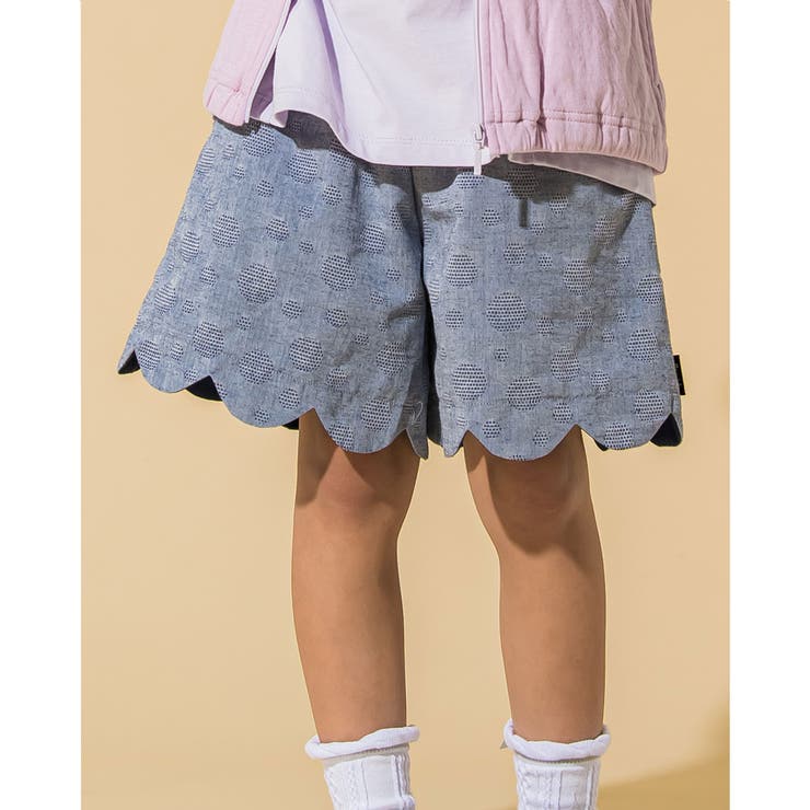 ネイビー | 裾 スカラップ ドット キュロット (90~130cm) | Noeil aime BeBe