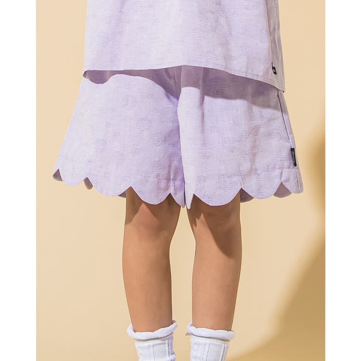 パープル | 裾 スカラップ ドット キュロット (90~130cm) | Noeil aime BeBe