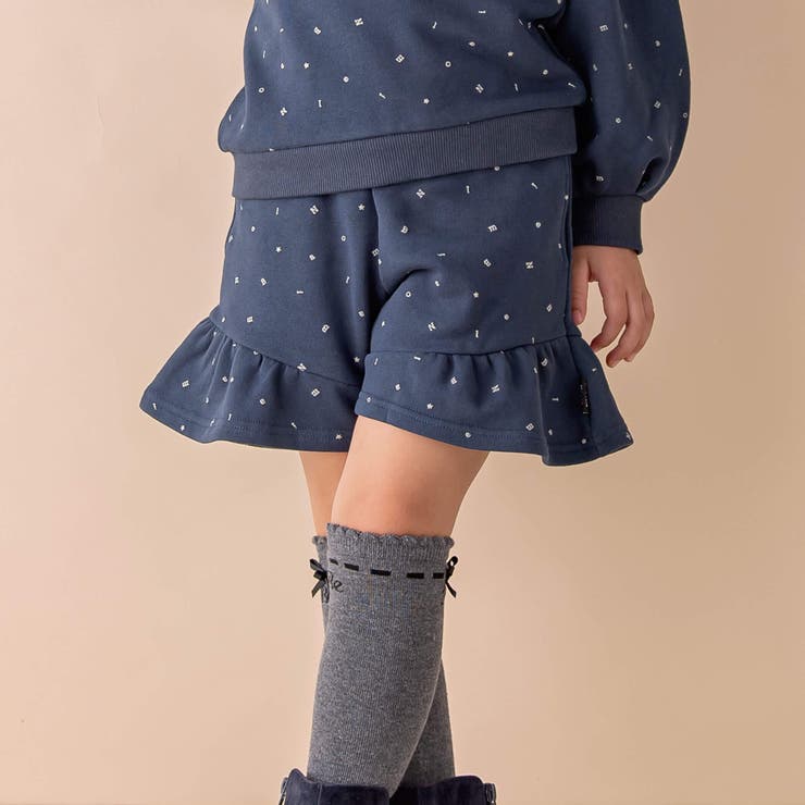 ネイビー系 | 【お揃い】裏毛ロゴプリントキュロットパンツ(90~130cm) | Noeil aime BeBe