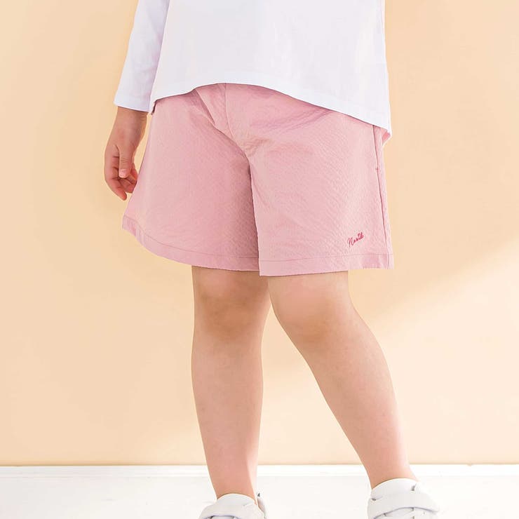 ピンク | リップルストライプギャザーキュロット(90~130cm) | Noeil aime BeBe