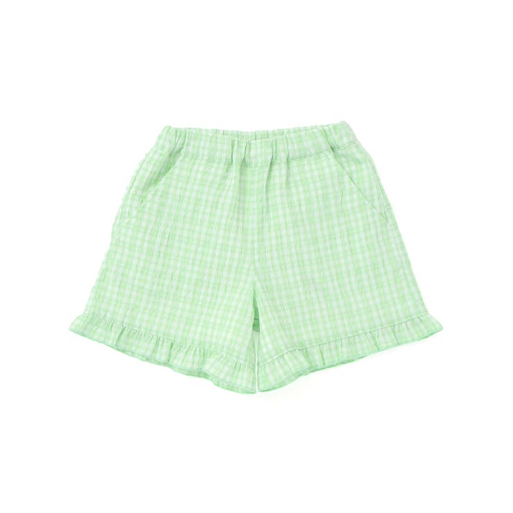 グリーン系 | 【お揃い】ワッシャーチェック裾フリルパンツ(90~130cm) | Noeil aime BeBe