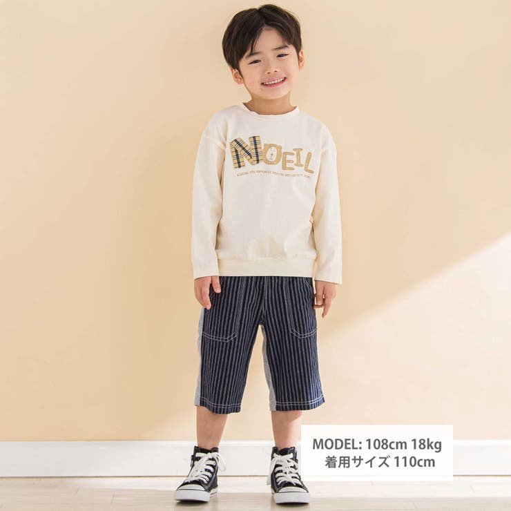 ストライプｘ天竺ハーフパンツ(80~130cm) | Noeil aime BeBe | 詳細画像2 