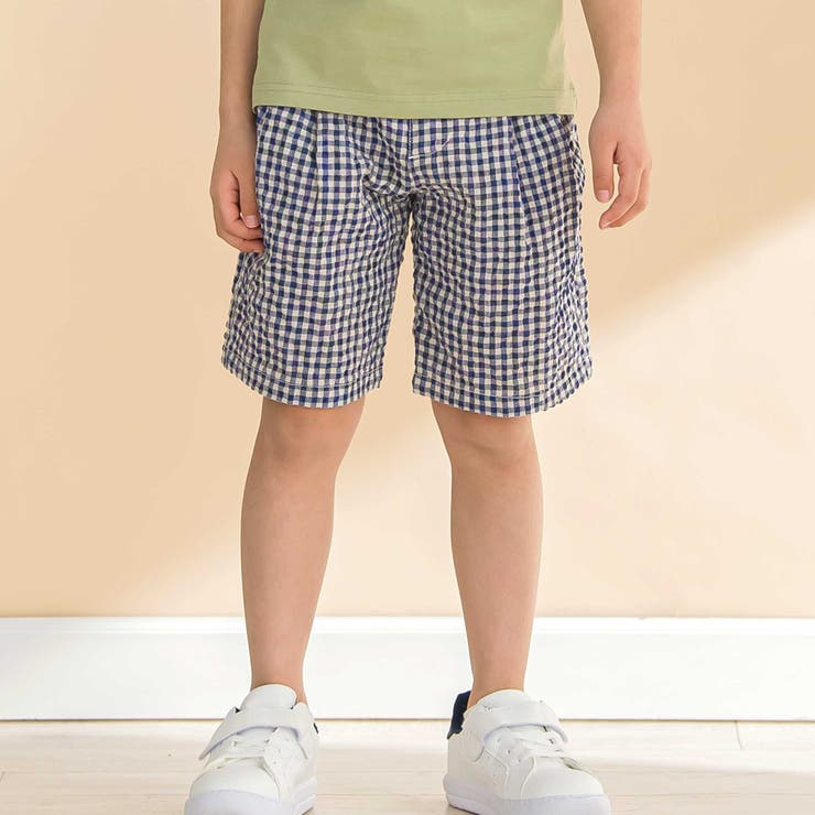 ネイビー系 | チェックタック入りハーフパンツ(80~130cm) | Noeil aime BeBe