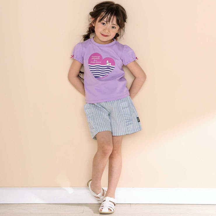 【お揃い】チェック柄ボーダー柄フリル付きショートパンツ(90~130cm) | Noeil aime BeBe | 詳細画像5 