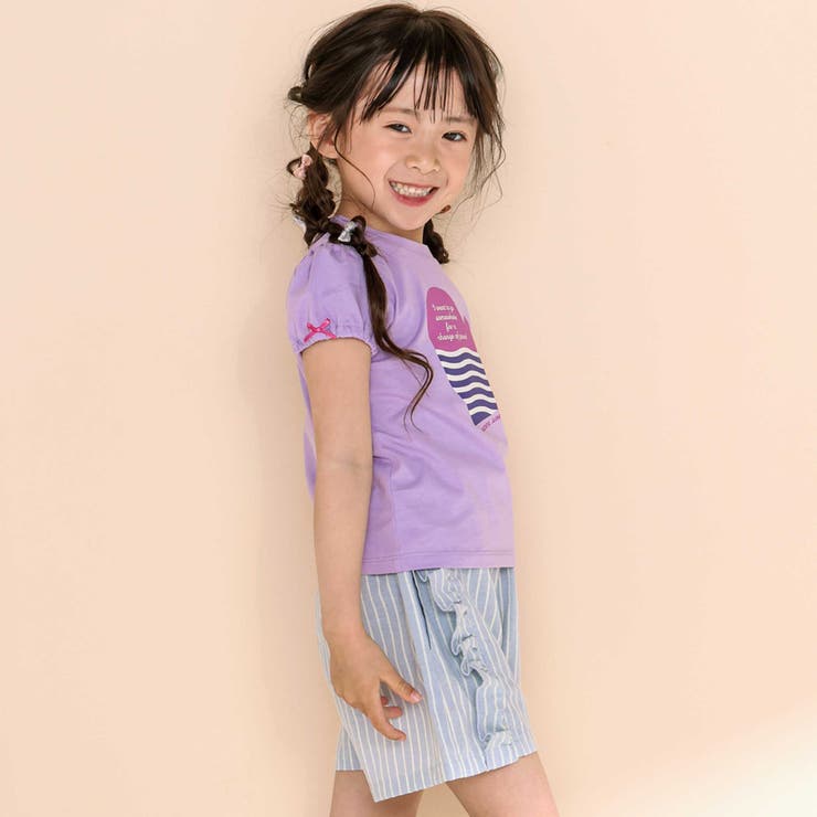 【お揃い】チェック柄ボーダー柄フリル付きショートパンツ(90~130cm) | Noeil aime BeBe | 詳細画像6 