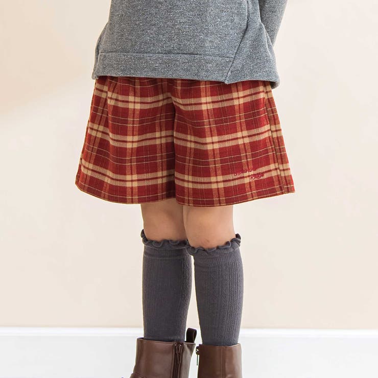 レッド系 | 【お揃い】チェック柄キュロット(80~130cm) | Noeil aime BeBe