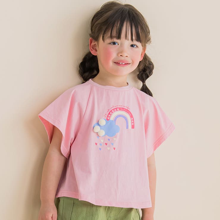 ピンク】ポンチョ風Tシャツ(90~130cm)[品番：BEBK0006624]｜Noeil aime