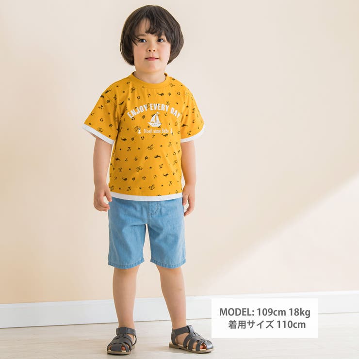 ヨット総柄プリントTシャツ(80~130cm)[品番：BEBK0006667]｜Noeil aime