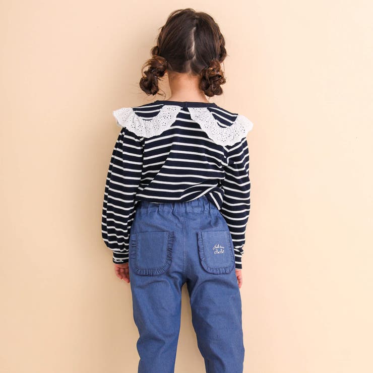 フラットカラーボーダーブラウスTシャツ(80~130cm) | Noeil aime BeBe | 詳細画像4 