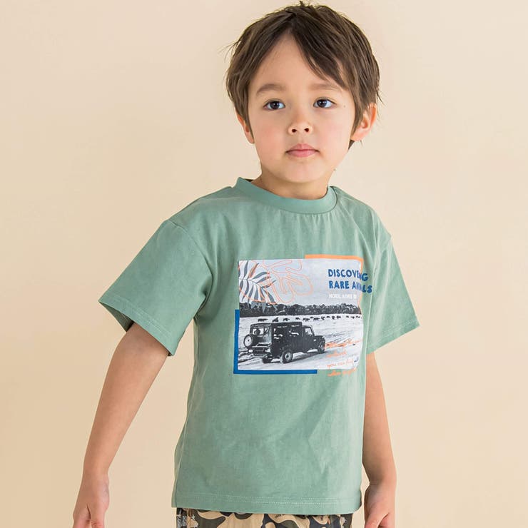 サファリカー写真プリントTシャツ(80~130cm)