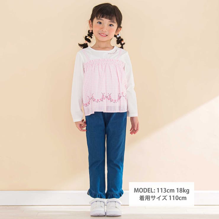 キャミ重ね着風刺しゅうTシャツ(80~130cm) | Noeil aime BeBe | 詳細画像2 