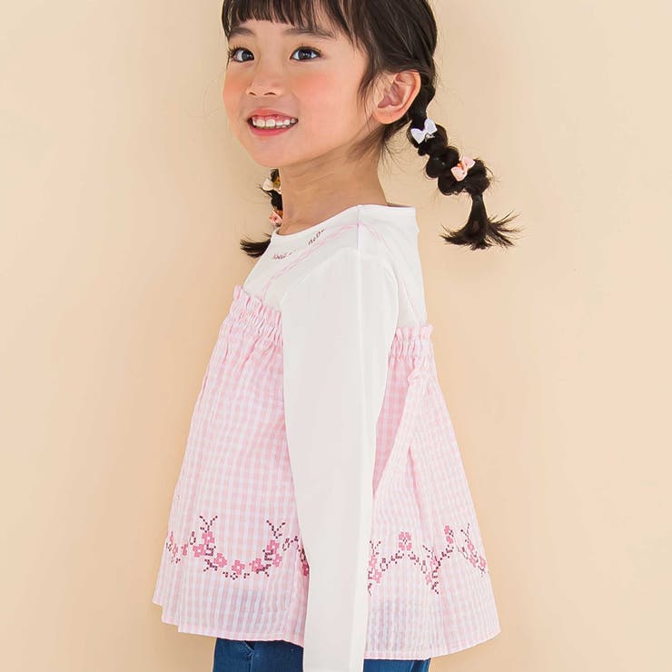 キャミ重ね着風刺しゅうTシャツ(80~130cm) | Noeil aime BeBe | 詳細画像3 