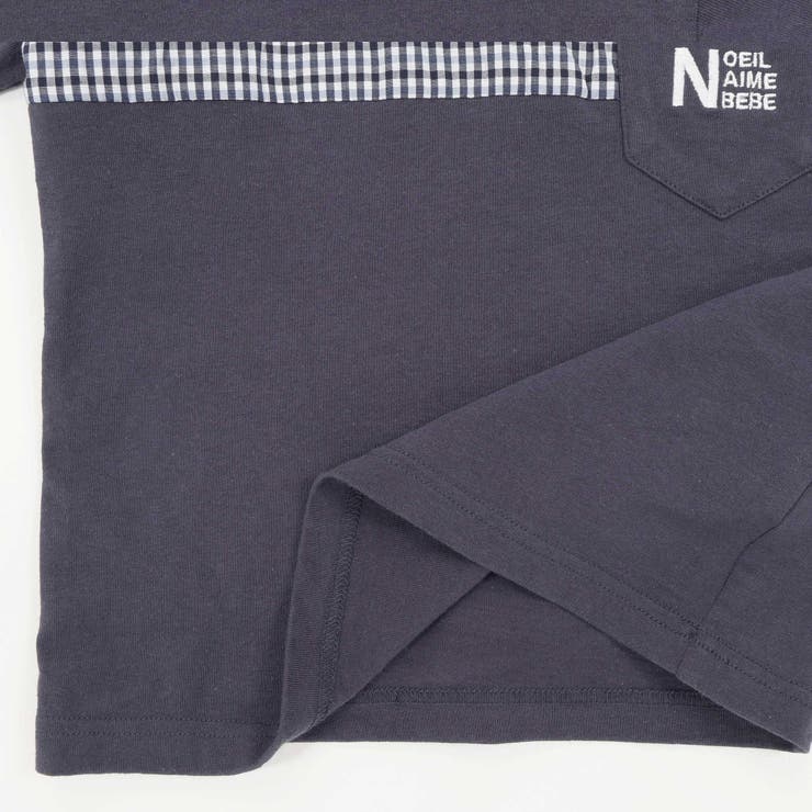 【お揃い】天竺ギンガムJQ切り替えTシャツ(80~130cm) | Noeil aime BeBe | 詳細画像10 