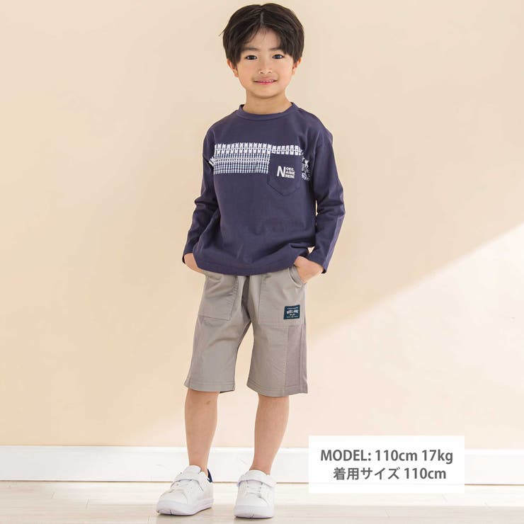 【お揃い】天竺ギンガムJQ切り替えTシャツ(80~130cm) | Noeil aime BeBe | 詳細画像2 