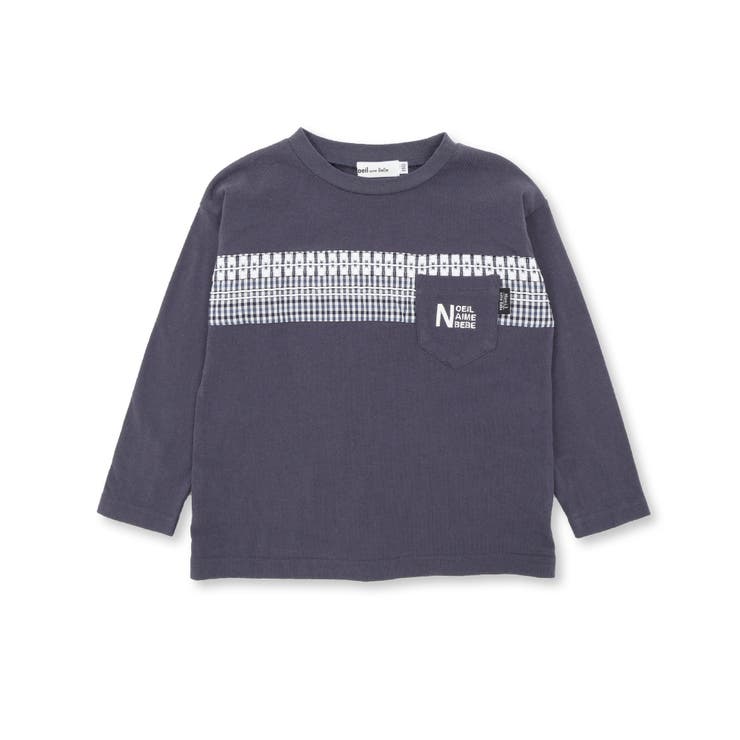 【お揃い】天竺ギンガムJQ切り替えTシャツ(80~130cm) | Noeil aime BeBe | 詳細画像6 