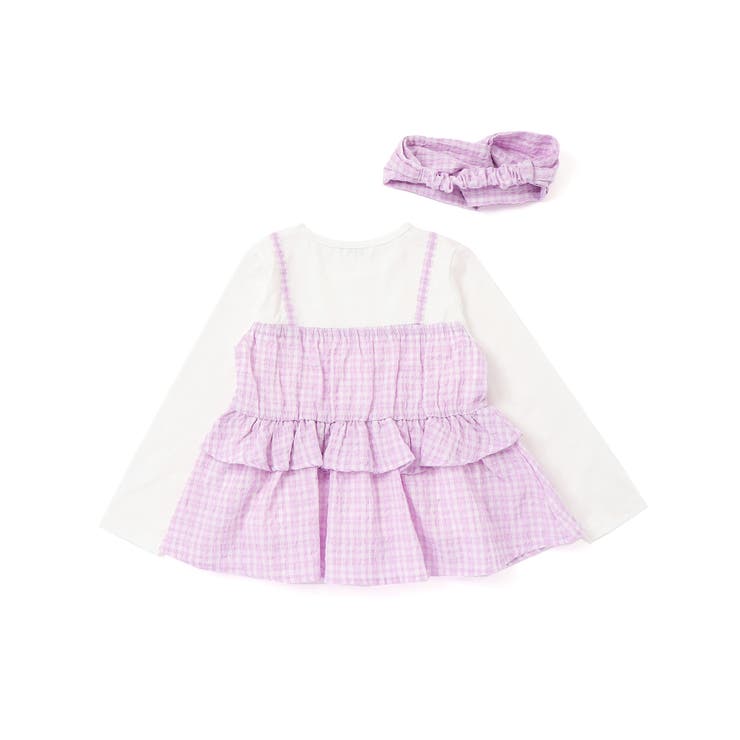 【お揃い】ワッシャーチェックキャミ重ね着風長袖Tシャツ(80~130cm) | Noeil aime BeBe | 詳細画像11 