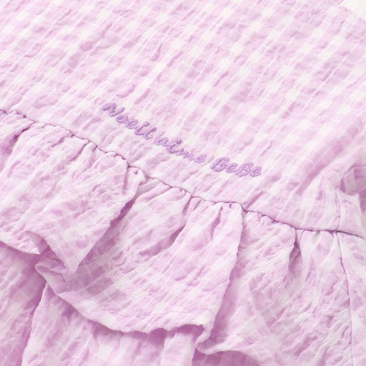 【お揃い】ワッシャーチェックキャミ重ね着風長袖Tシャツ(80~130cm) | Noeil aime BeBe | 詳細画像13 