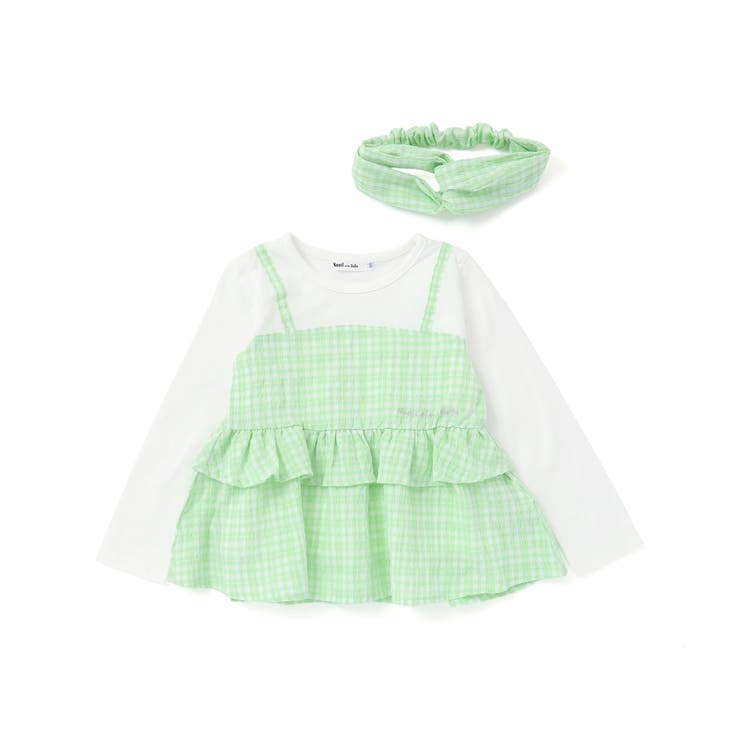 【お揃い】ワッシャーチェックキャミ重ね着風長袖Tシャツ(80~130cm) | Noeil aime BeBe | 詳細画像8 