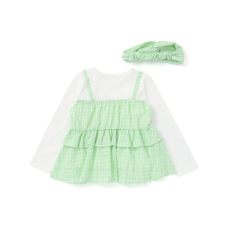 【お揃い】ワッシャーチェックキャミ重ね着風長袖Tシャツ(80~130cm) | Noeil aime BeBe | 詳細画像9 