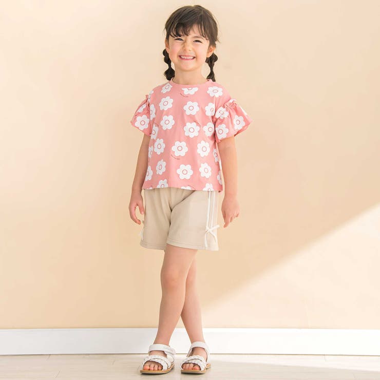 【お揃い】花柄プリント天竺半袖Tシャツ(80~130cm) | Noeil aime BeBe | 詳細画像5 