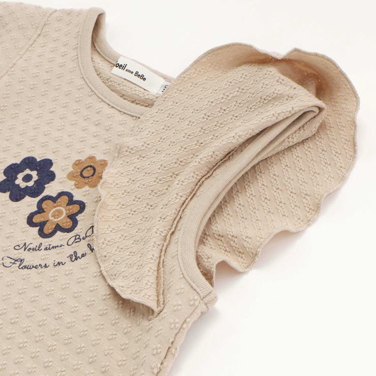 フレアスリーブお花プリント半袖Tシャツ(80~130cm) | Noeil aime BeBe | 詳細画像14 