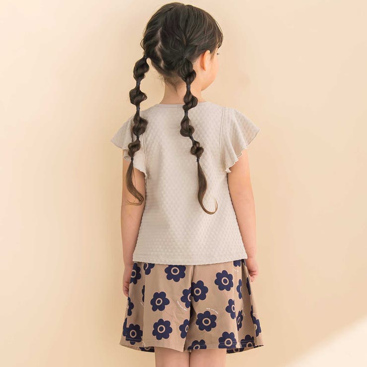フレアスリーブお花プリント半袖Tシャツ(80~130cm) | Noeil aime BeBe | 詳細画像5 