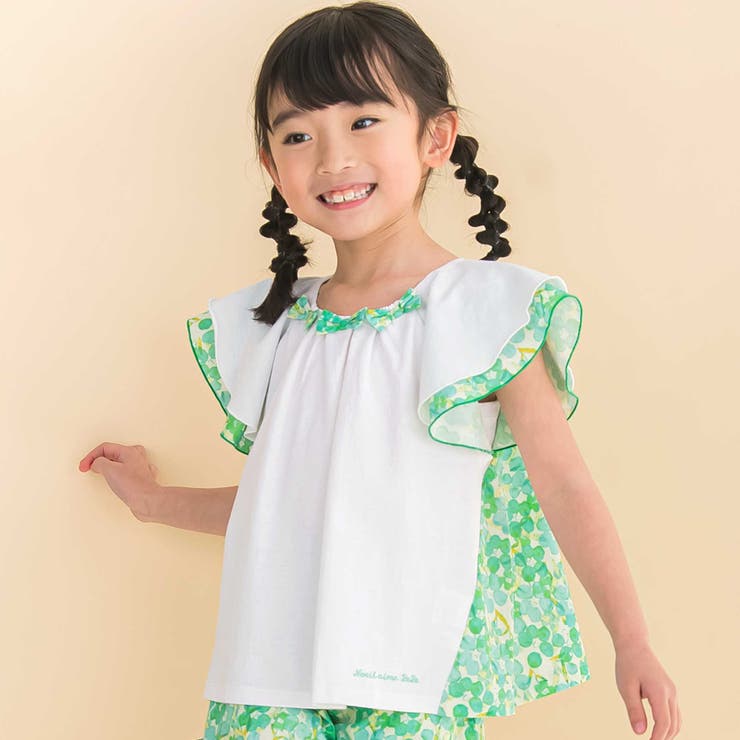 【お揃い】水彩花柄フレアTシャツ(80~130cm) | Noeil aime BeBe | 詳細画像1 