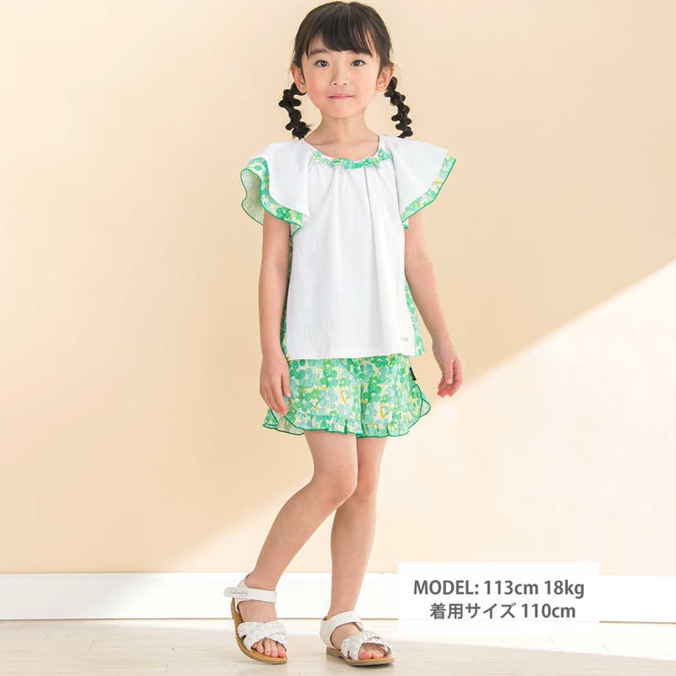 お揃い】水彩花柄フレアTシャツ(80~130cm)[品番：BEBK0011148