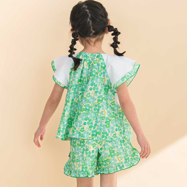 【お揃い】水彩花柄フレアTシャツ(80~130cm) | Noeil aime BeBe | 詳細画像4 