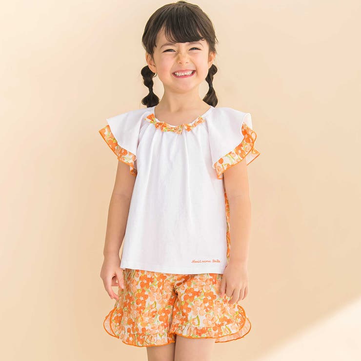 【お揃い】水彩花柄フレアTシャツ(80~130cm) | Noeil aime BeBe | 詳細画像6 