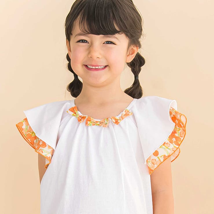 【お揃い】水彩花柄フレアTシャツ(80~130cm) | Noeil aime BeBe | 詳細画像7 