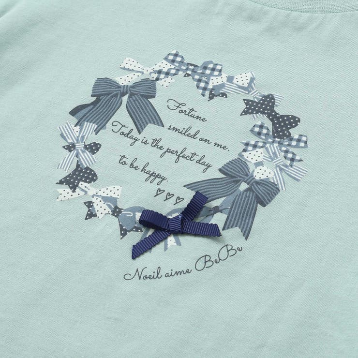 天竺袖フリルリボンプリント半袖Tシャツ(80~130cm) | Noeil aime BeBe | 詳細画像12 
