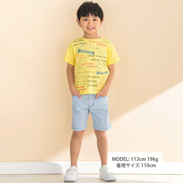 スラブ天竺トレインプリント半袖Tシャツ(80~130cm) | Noeil aime BeBe | 詳細画像5 