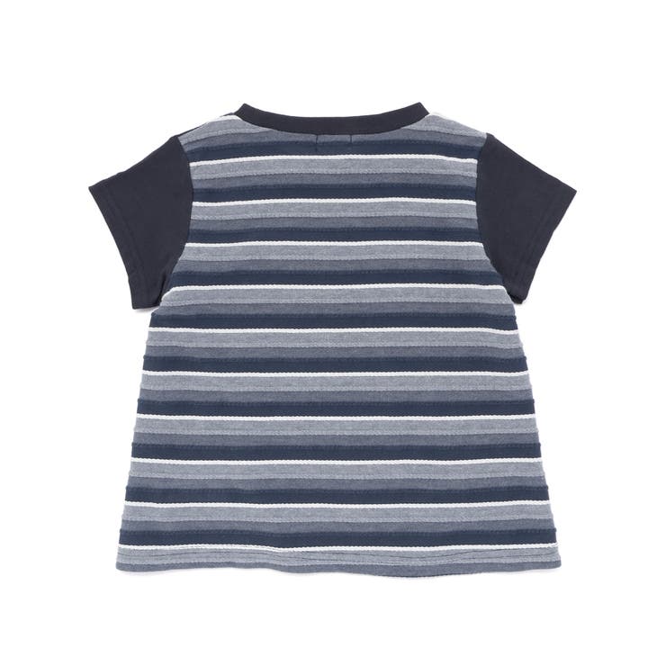 【お揃い】天竺ｘリップルボーダーAライン半袖Tシャツ(80~130cm) | Noeil aime BeBe | 詳細画像7 
